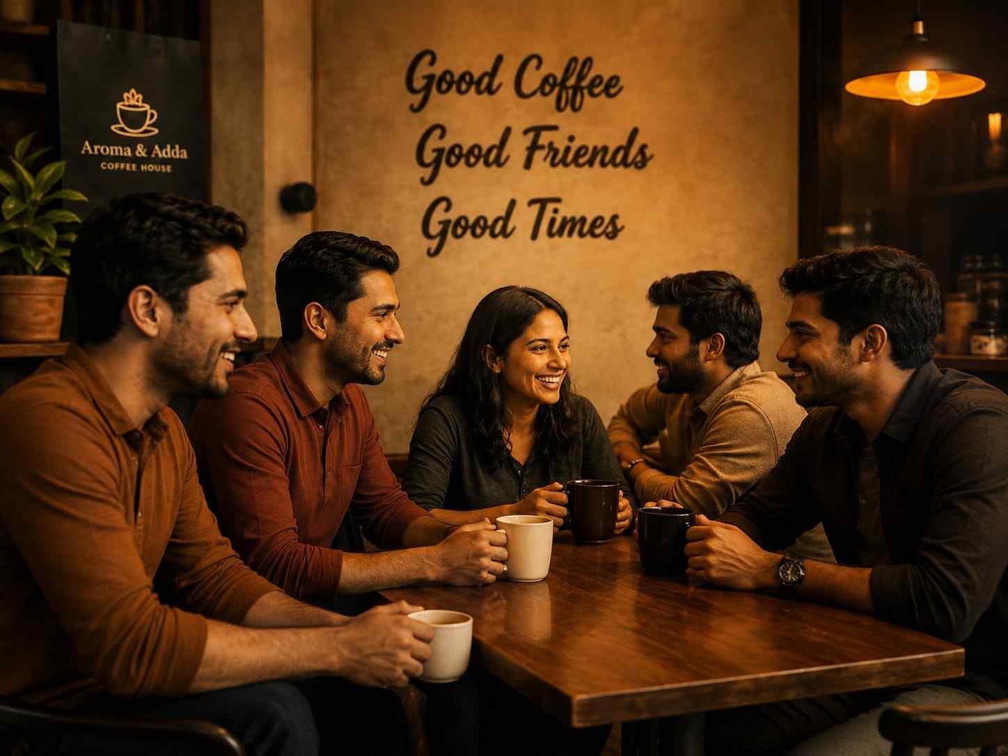 Group Of Friend Enjoying In Coffee Shop